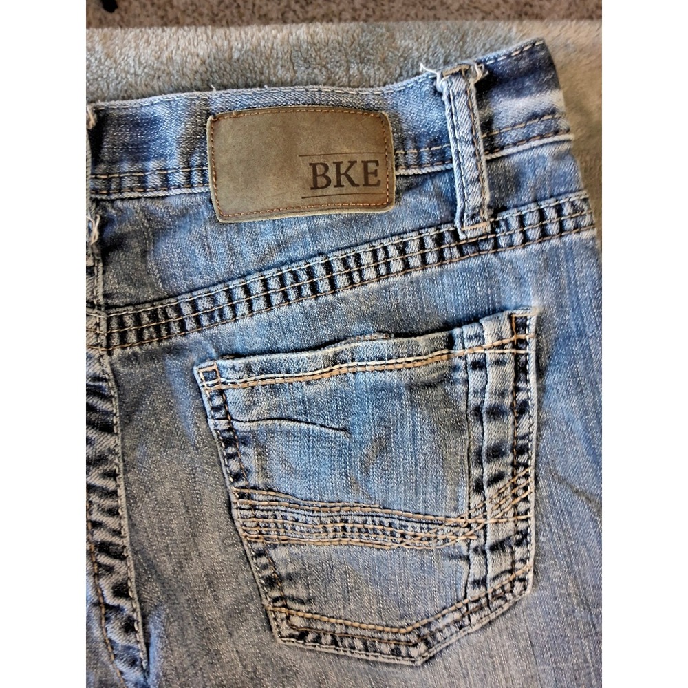 BKE Carter Straight Leg Jeans Mens 31R Medium Wash Stretch Denim Contrast Stitch - Picture 11 of 11